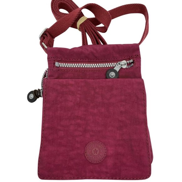 Kipling Handbags - Kipling Maroon Nylon Mini Crossbody Bag